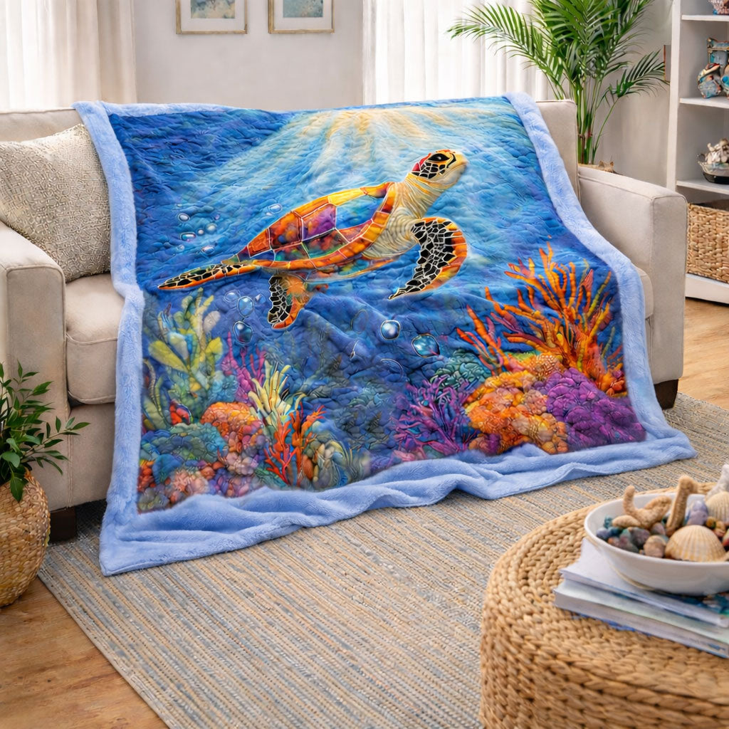 Sea Turtle CW2701003CL Faux Fur Throw Blanket