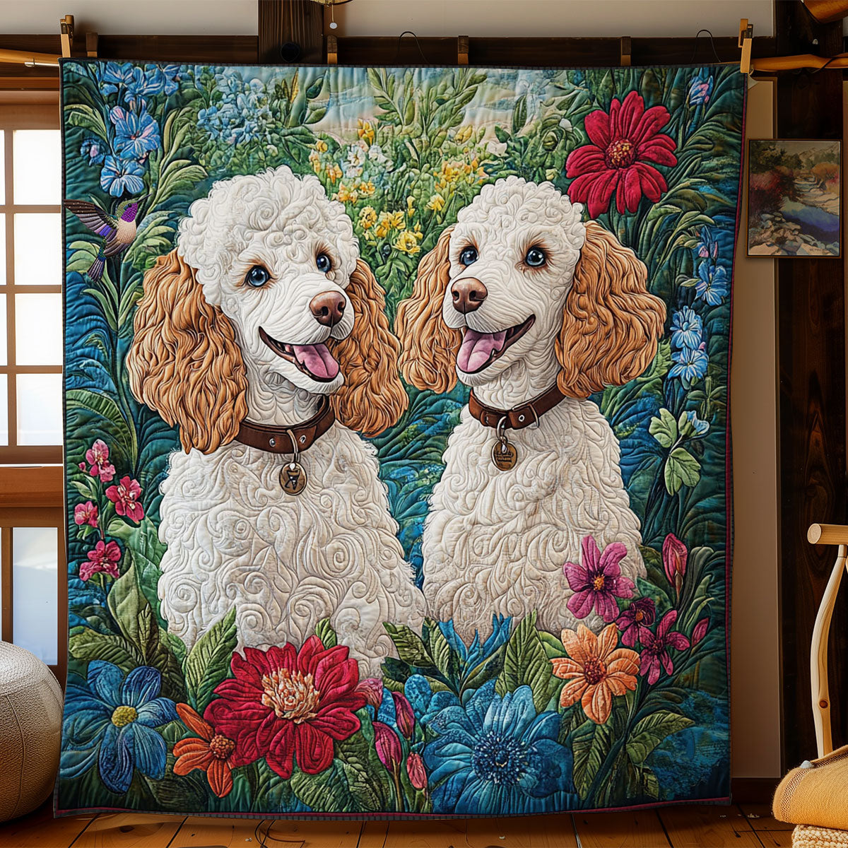 Poodle In Garden WY0312002CL Quilt
