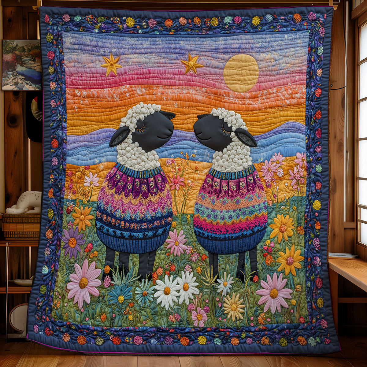 Couple Sheep In Sunset WY1801059CL Quilt