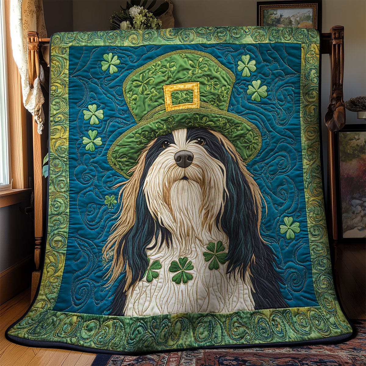 Lucky Bearded Collie WN0901045CL Quilt