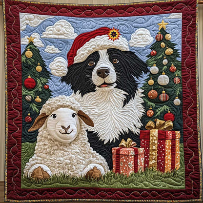 Border Collie Sheep Christmas WP1211002CL Quilt