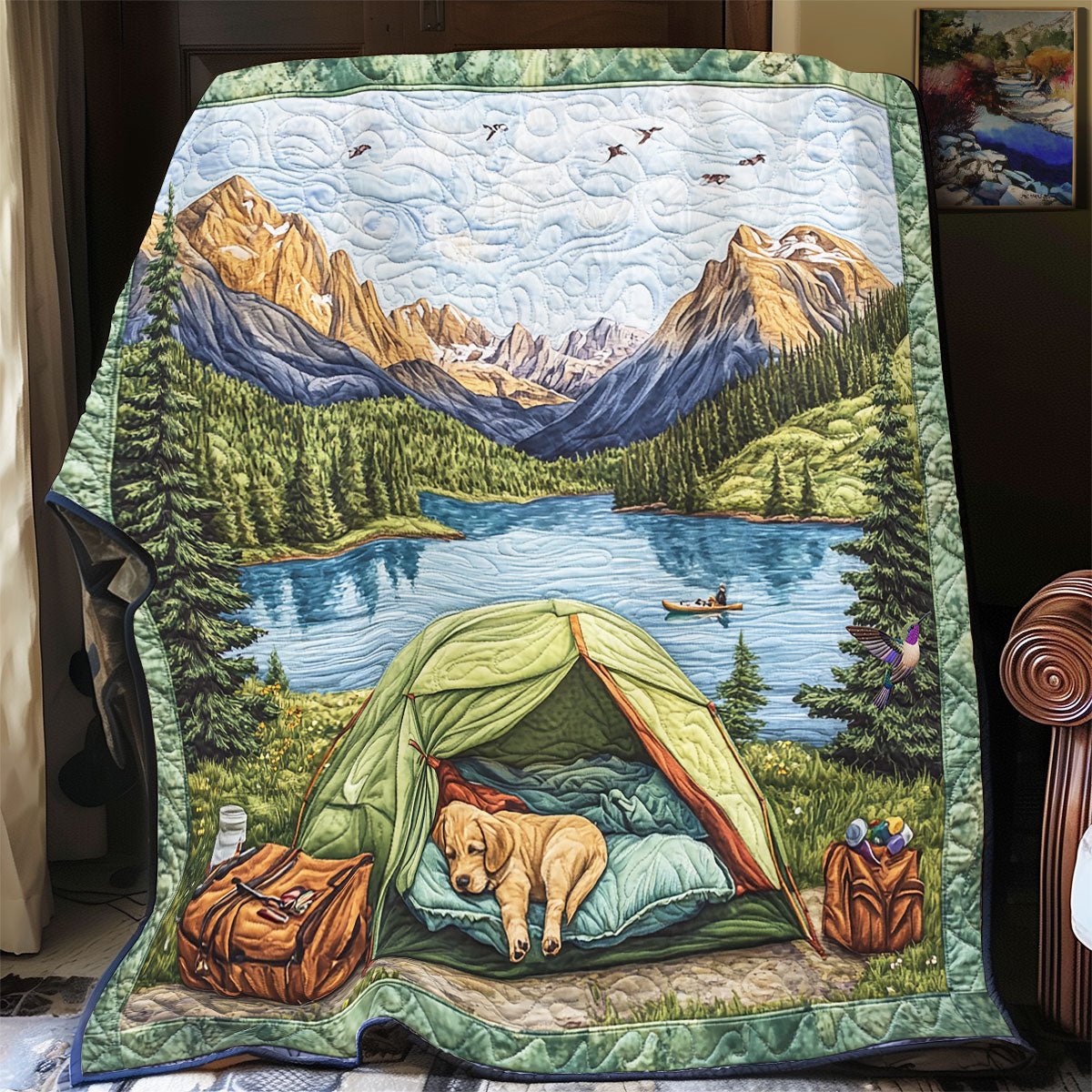 Dog Camping WY1811039CL Quilt