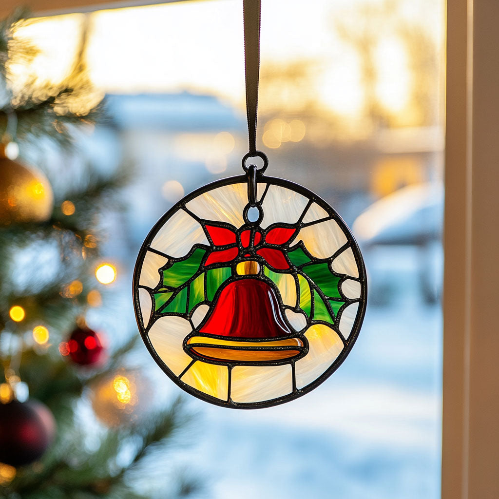 Jingle Bell WJ1511042CL Stained Glass Suncatcher