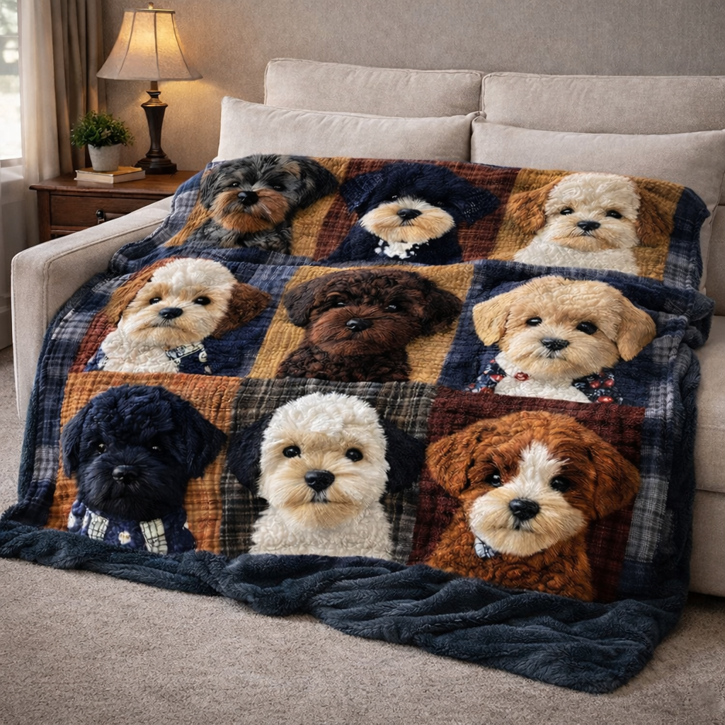 Dog Patchwork QA2401002CL Faux Fur Throw Blanket