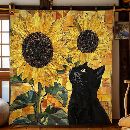 Sunflower And Black Cat WY0411033CL Quilt