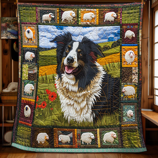 Farming Border Collie Portrait WP0609019CL Quilt