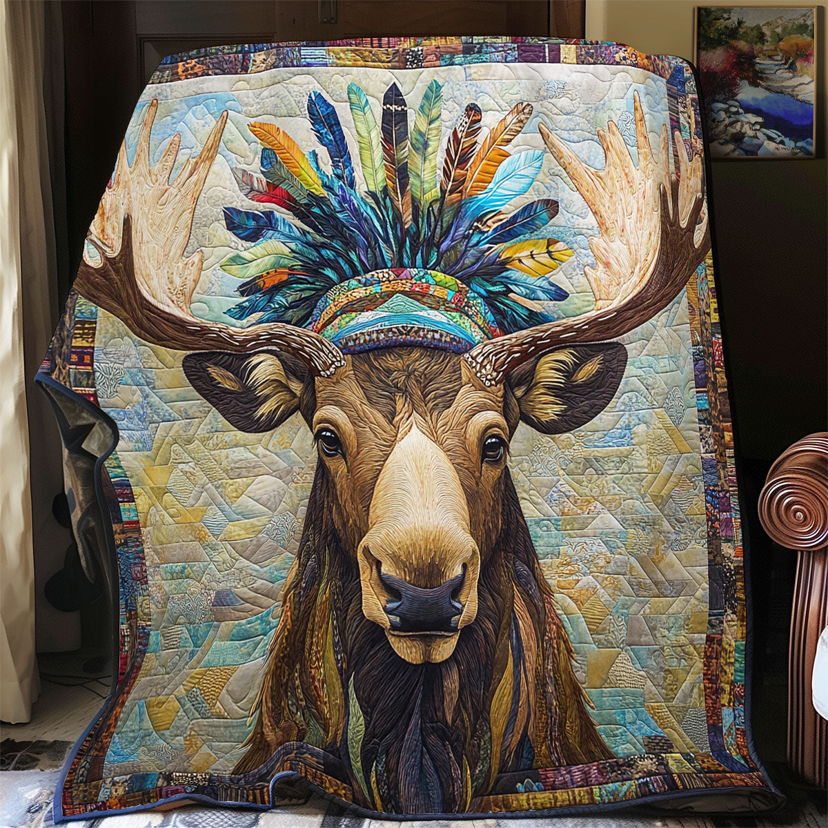 Native American Moose WY1411042CL Quilt