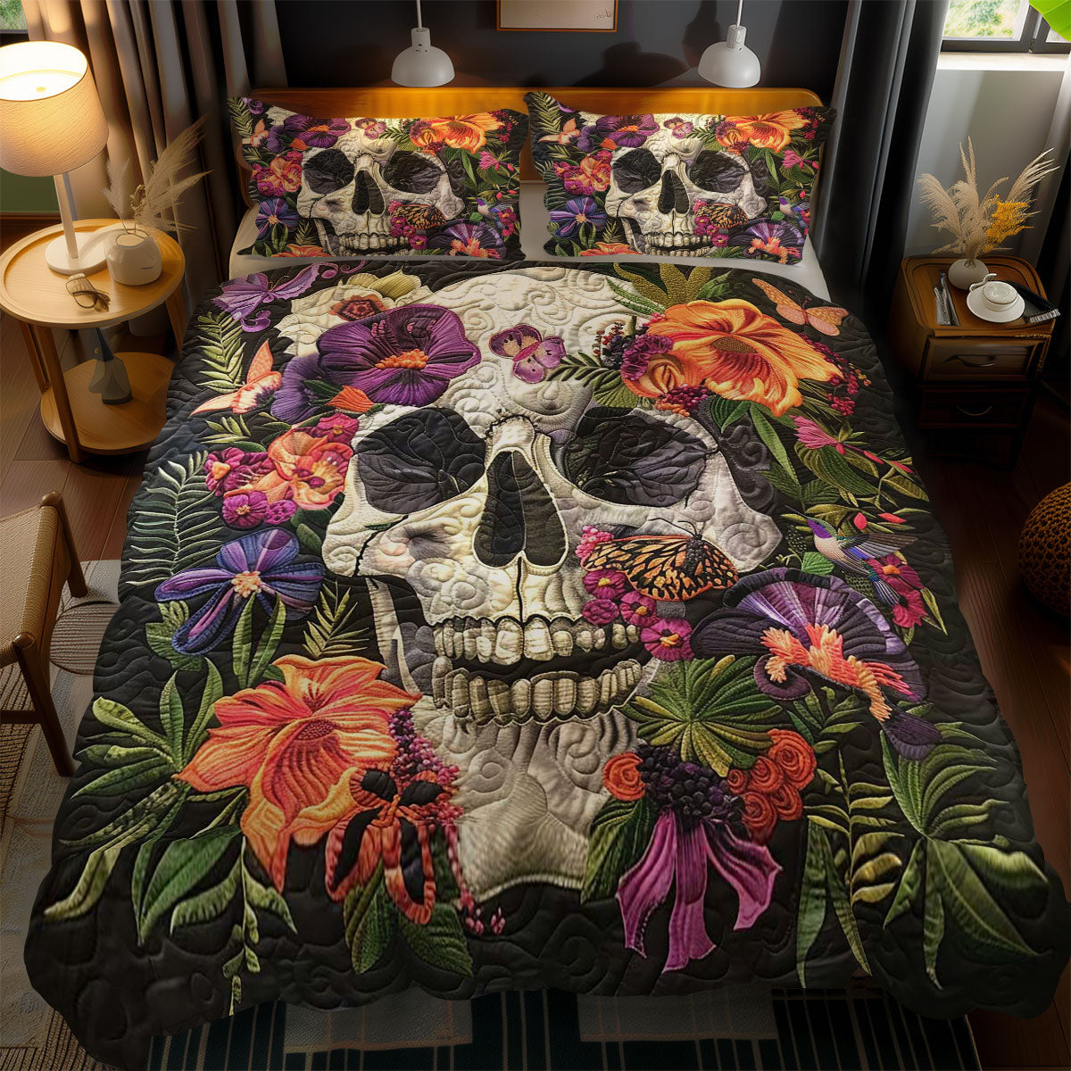 Floral Skull Elegance WN2110089CL Duvet Cover Set