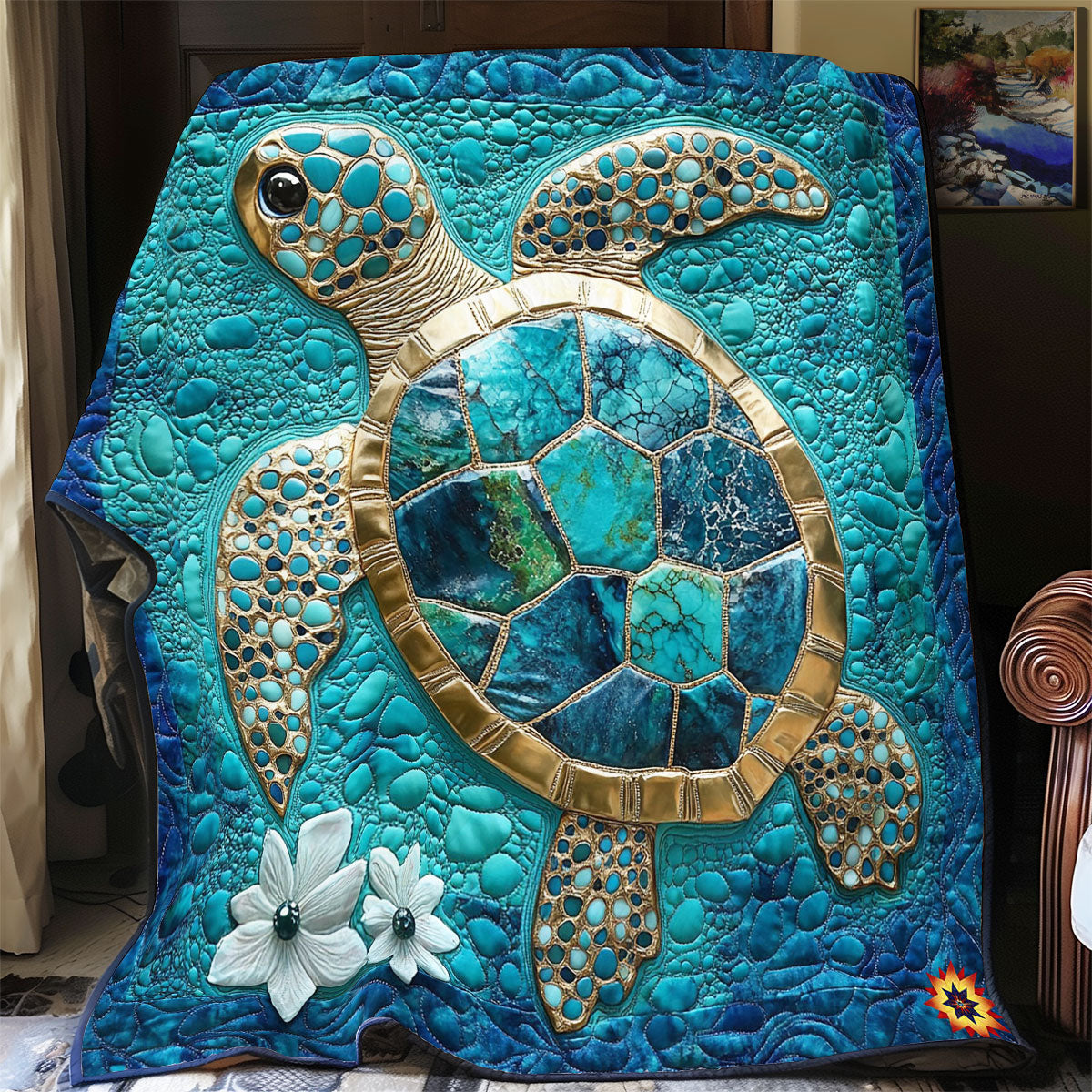 Blue Ocean Turtle WY2311035CL Quilt