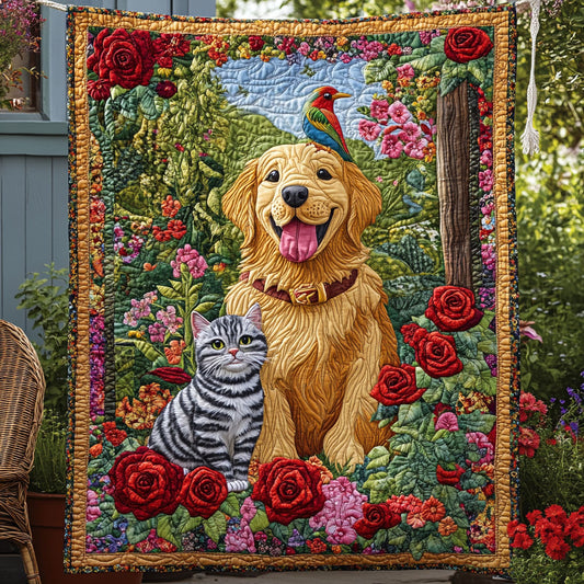Golden Retriever And Cat WT2402039CL Quilt