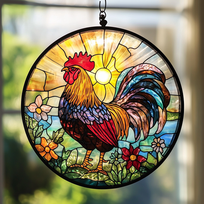 Sunshine Rooster XR0410006CL Stained Glass Suncatcher