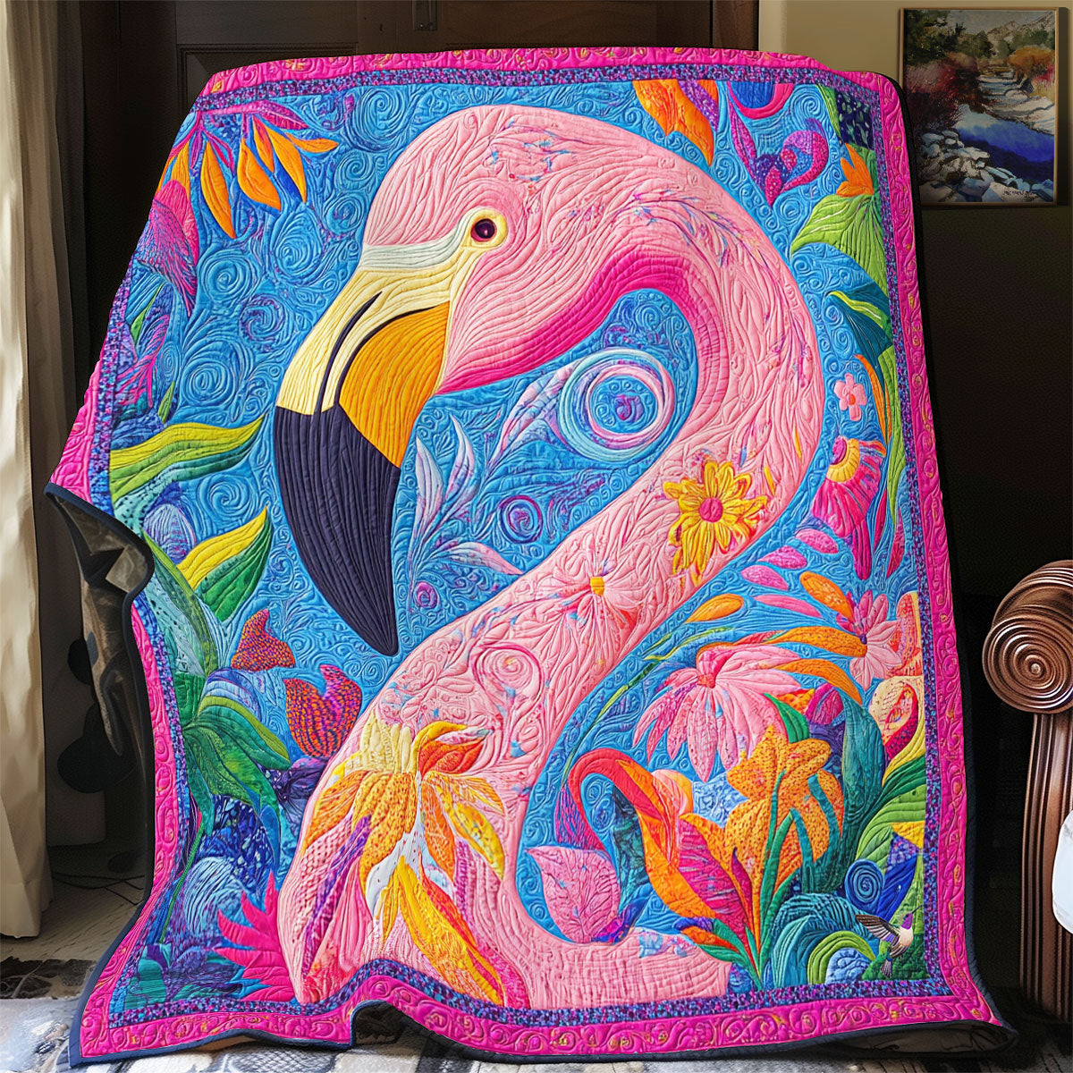 Tropical Flamingo WY0811019CL Quilt