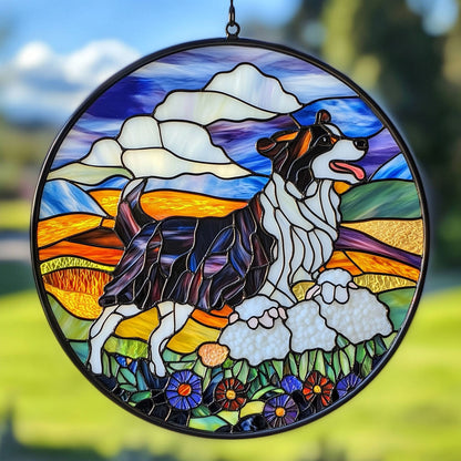Border Collie In Farm WY2202104CL Suncatcher