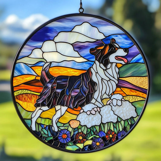 Border Collie In Farm WY2202104CL Suncatcher