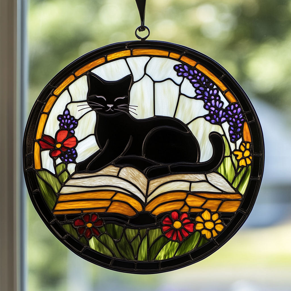 Black Cat WJ2510036CL Stained Glass Suncatcher