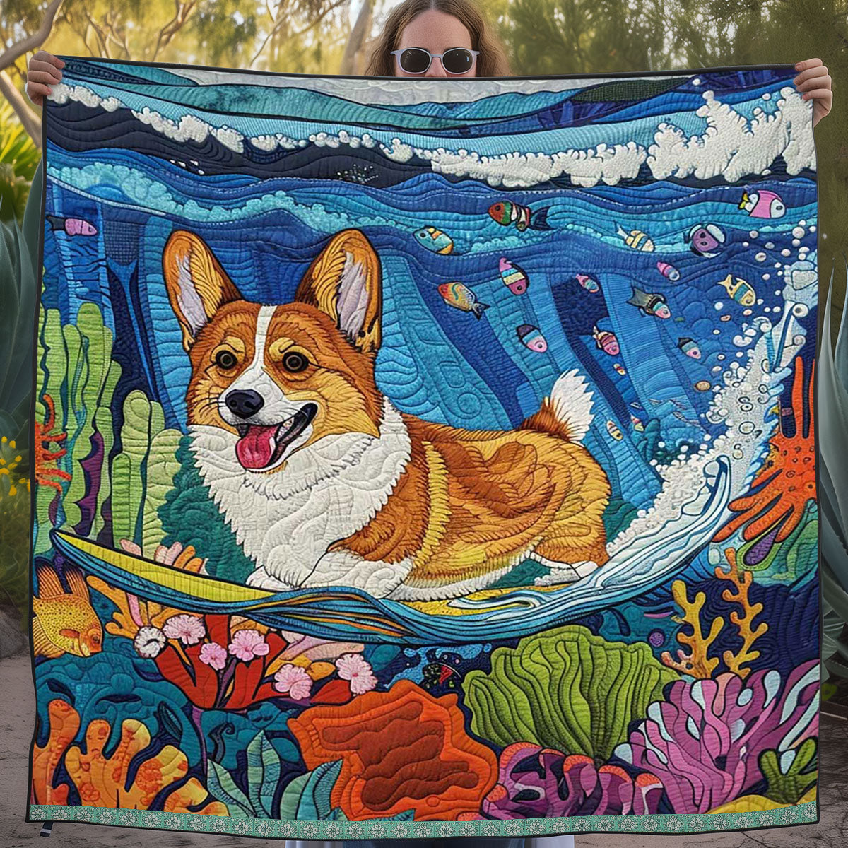 Surfing Corgi WJ2609020CL Quilt