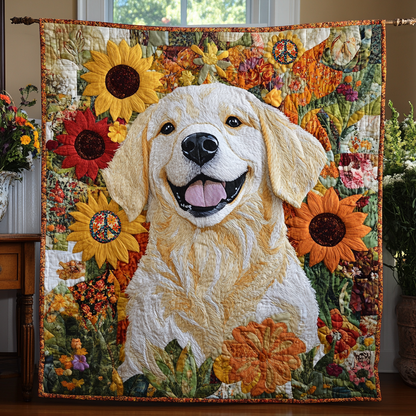 Playful Golden Retriever XR0310017CL Quilt