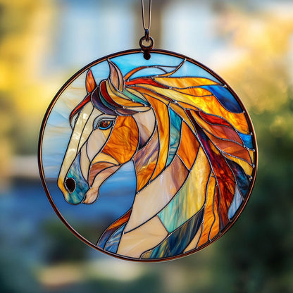 Vibrant Horse WX0801101CL Stained Glass Suncatcher