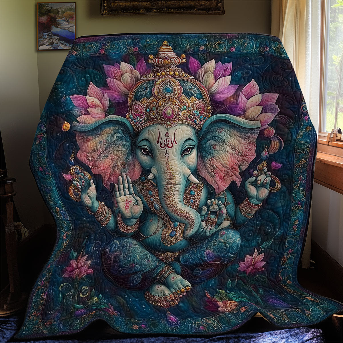 Lotus Ganesha Elephant WY0811007CL Quilt