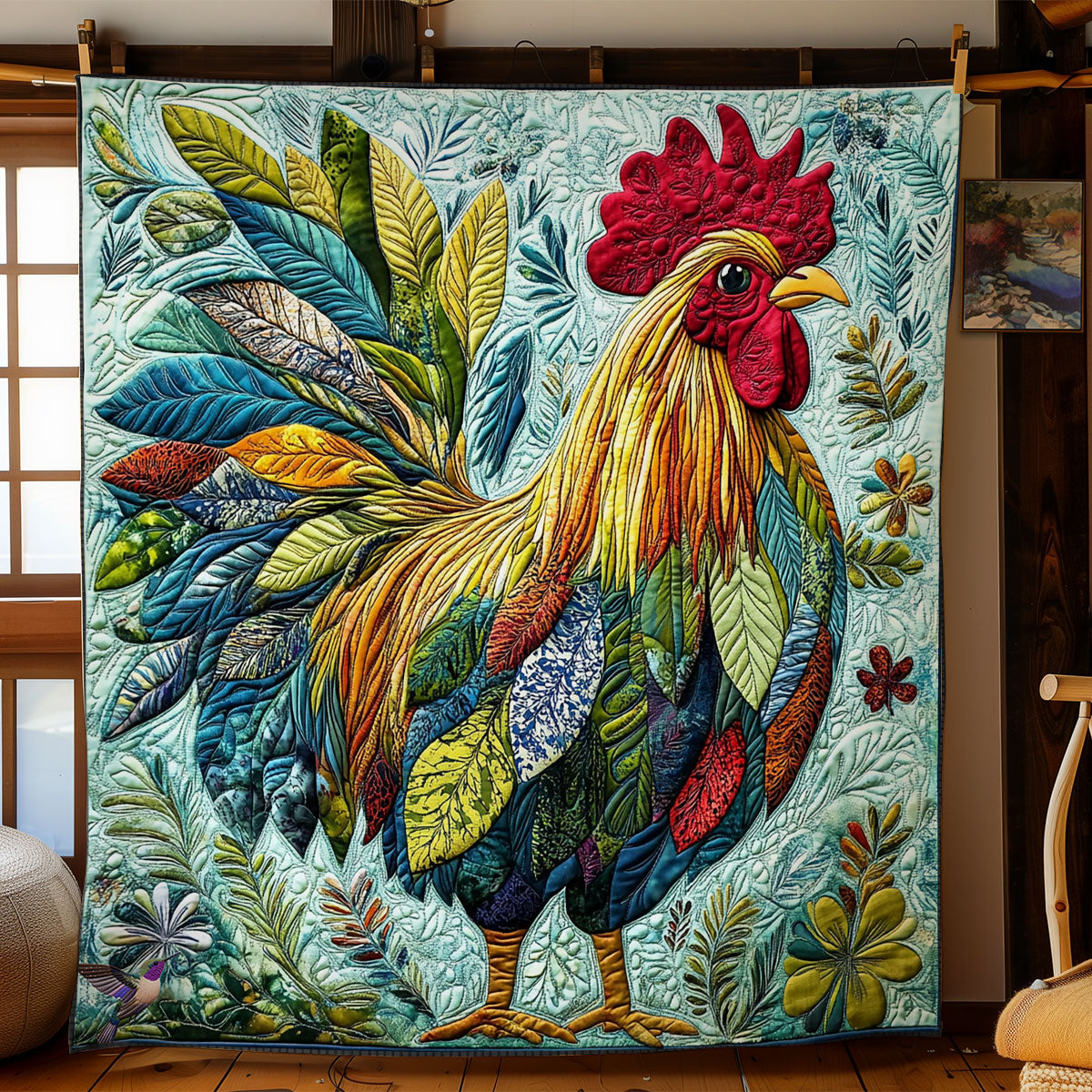 Leaf Feather Chicken WY0811016CL Quilt