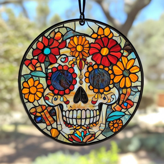 Skull WU2210040CL Stained Glass Suncatcher