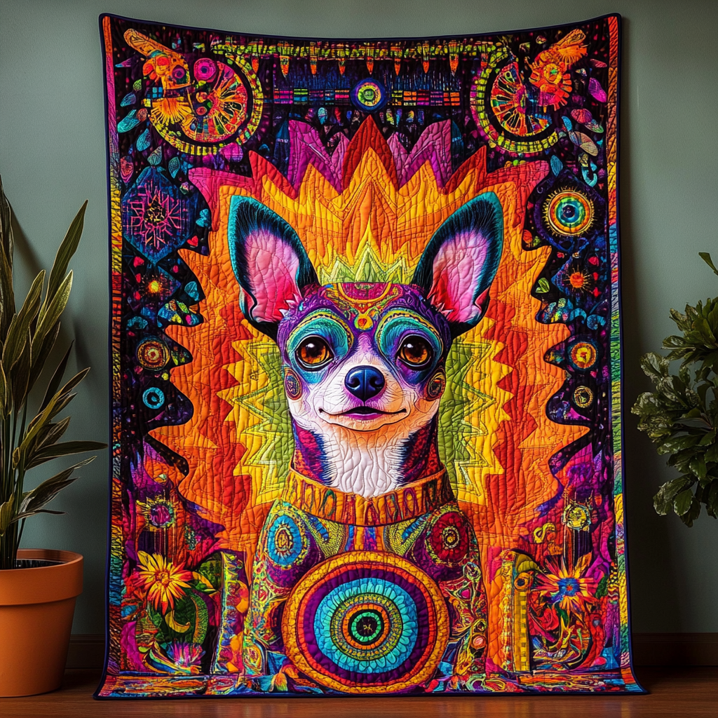 Chihuahua Hippie Bliss WN2409077CL Quilt