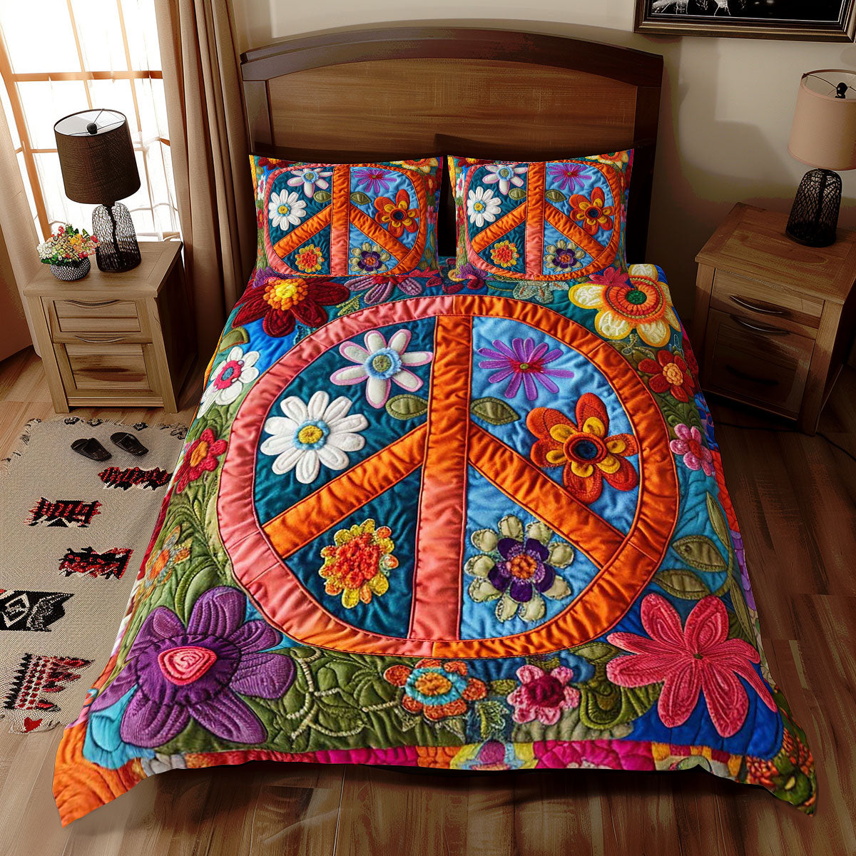 Trippy Hippie Sign WJ2709029CL Duvet Cover Set
