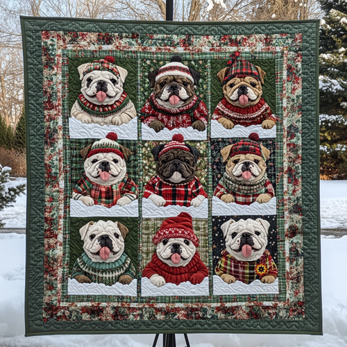 Bulldog Christmas YR1510011CL Quilt