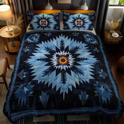 Blue Native Floral Star WN1210032CL Duvet Cover Set