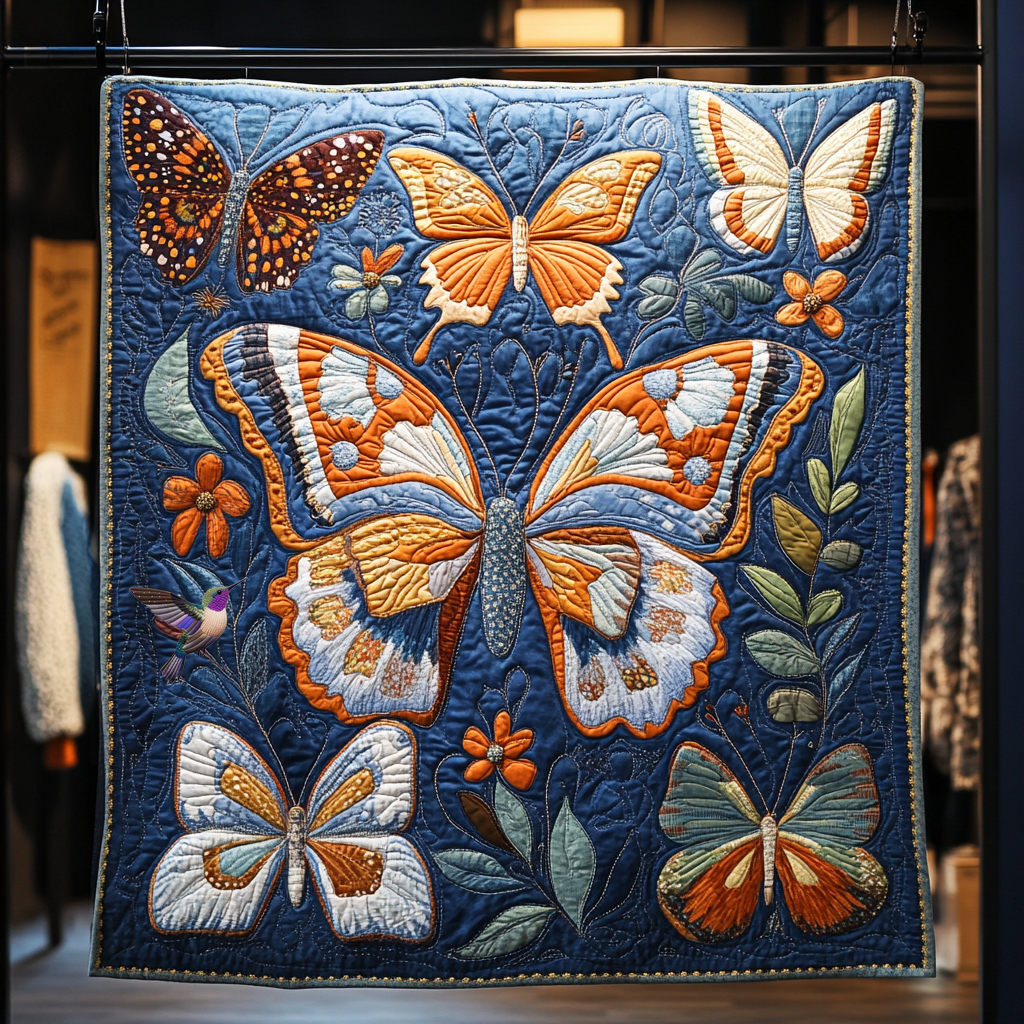 Blue Butterfly WU0912008CL Quilt