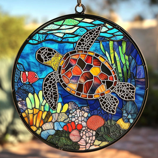 Sea Turtles WU1610031CL Stained Glass Suncatcher