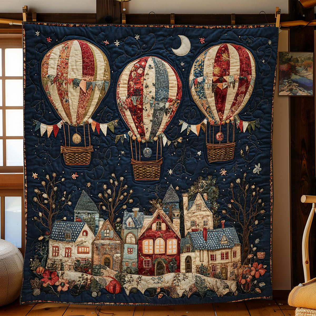 Hot Air Balloon Village WY1202112CL Quilt