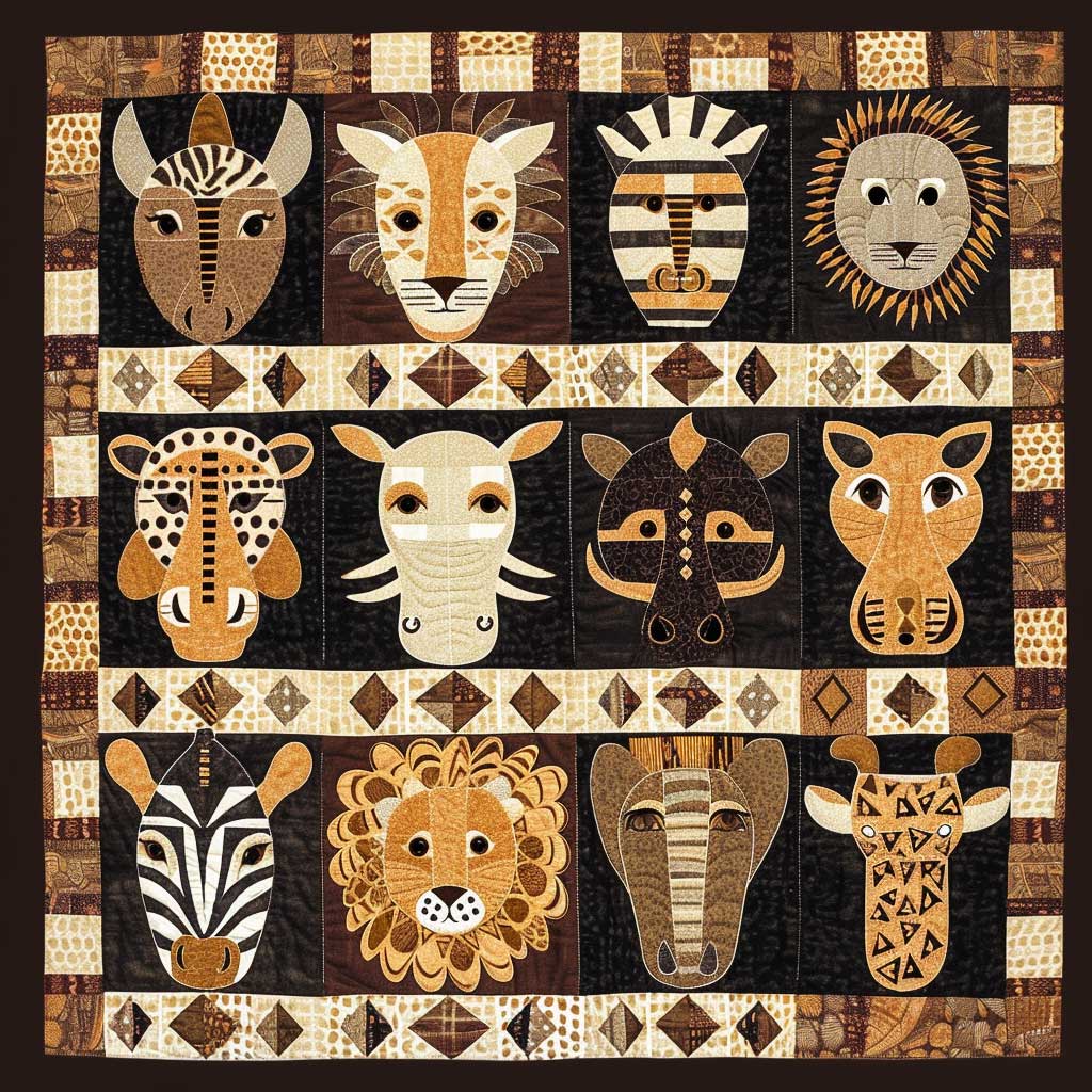 African Aminal Masks XR1706018CL Quilt