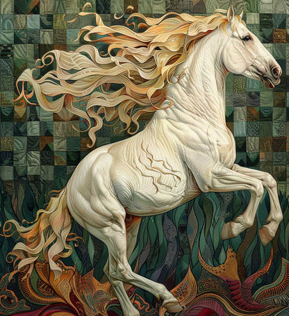 Amazing White Horse XR0107013CL Quilt