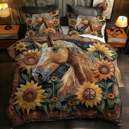 Horse Sunflower Meadow WN0710084CL Duvet Cover Set