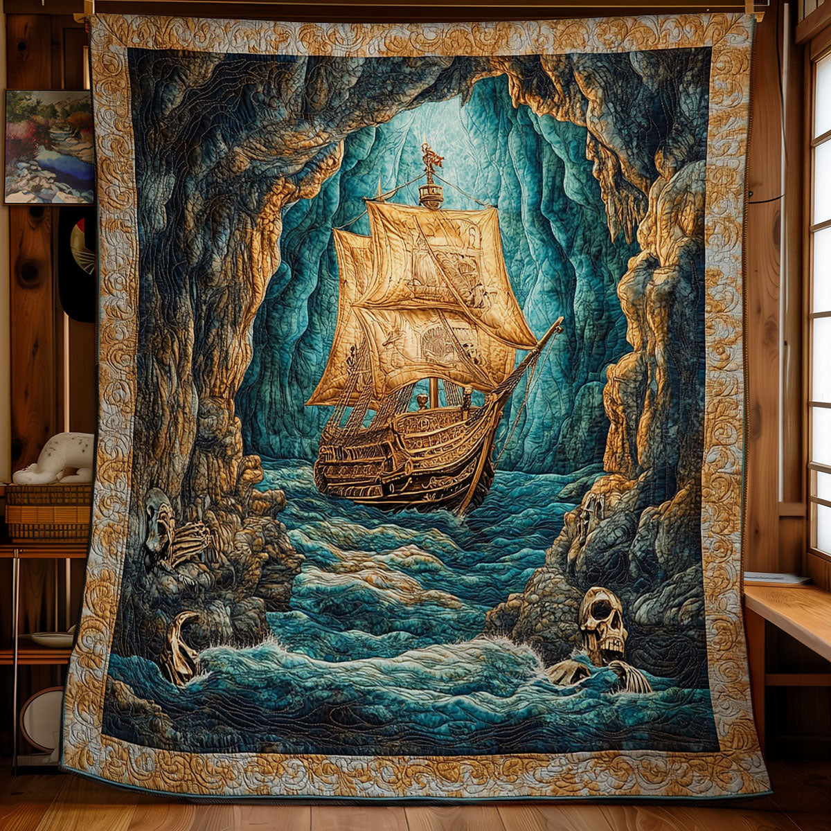 Mystic Sailboat In Cave WY2101068CL Quilt