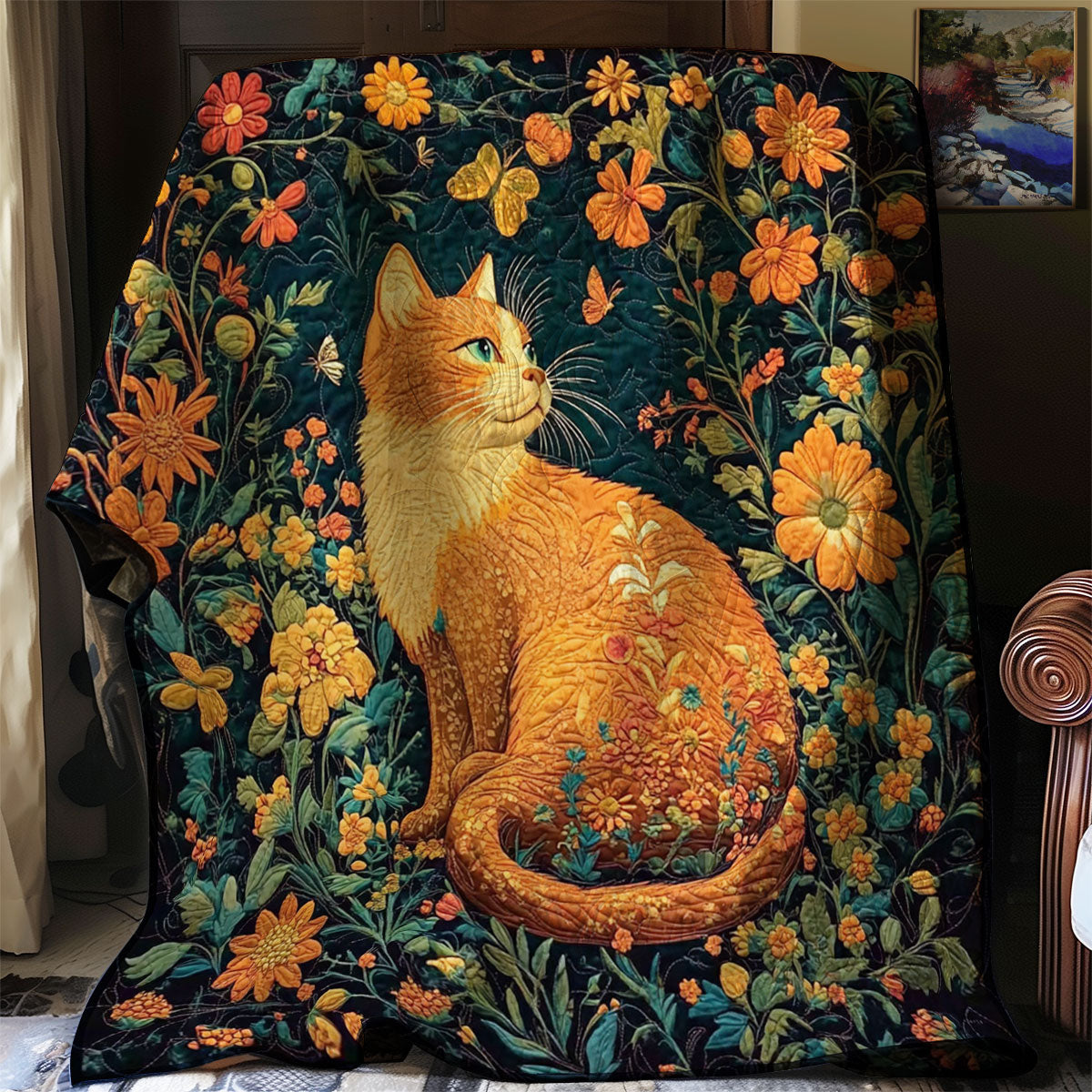 Purring Among Flowers WJ2612019CL Quilt