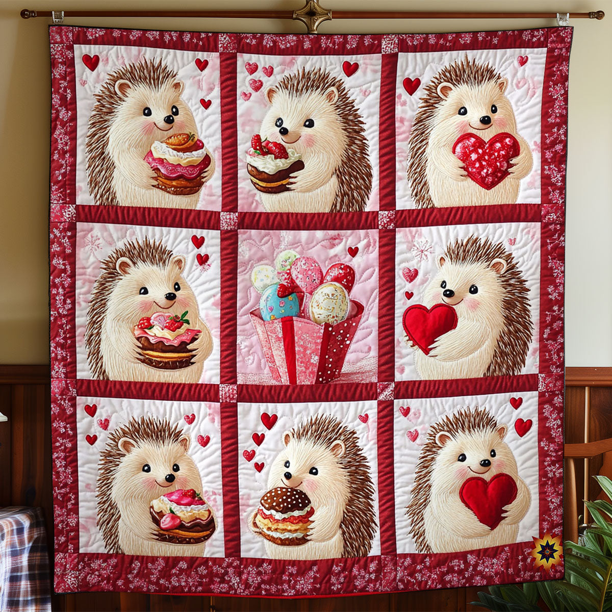 Sweet Heart Hedgehog WY0612034CL Quilt
