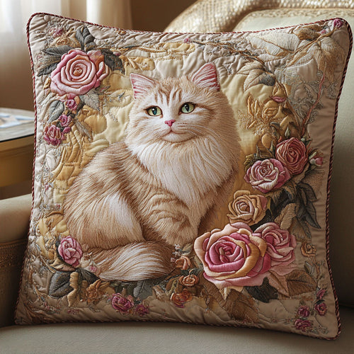 Cat Roses Flower WT1403033CL Quilt Pillow Case