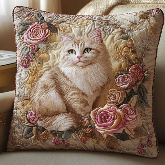 Cat Roses Flower WT1403033CL Quilt Pillow Case
