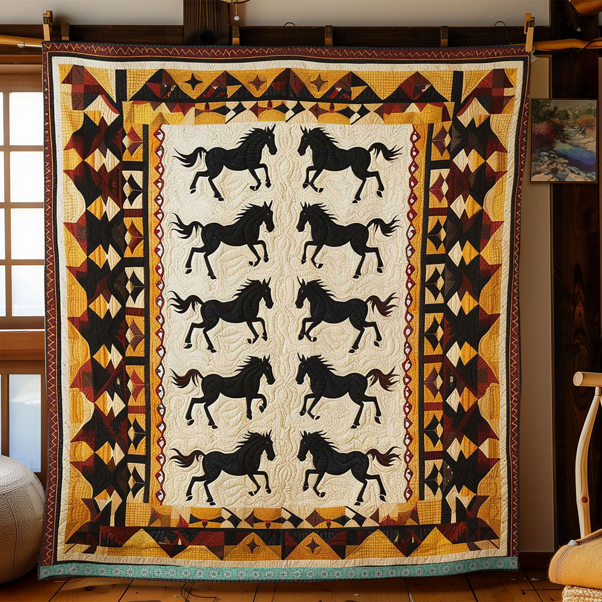 Horse Native American WJ2009013CL Quilt