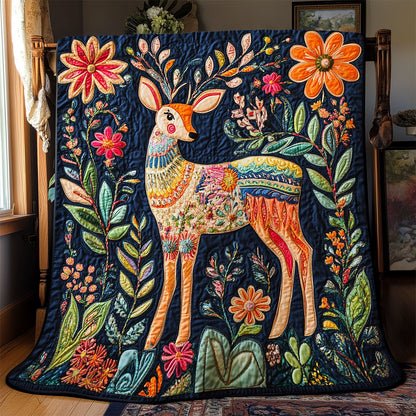 Floral Deer WJ1801012CL Quilt