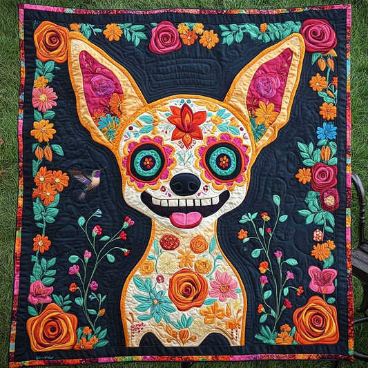 Chihuahua's Flower Power WN0910067CL Quilt