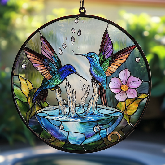 Hummingbird WU1211072CL Stained Glass Suncatcher