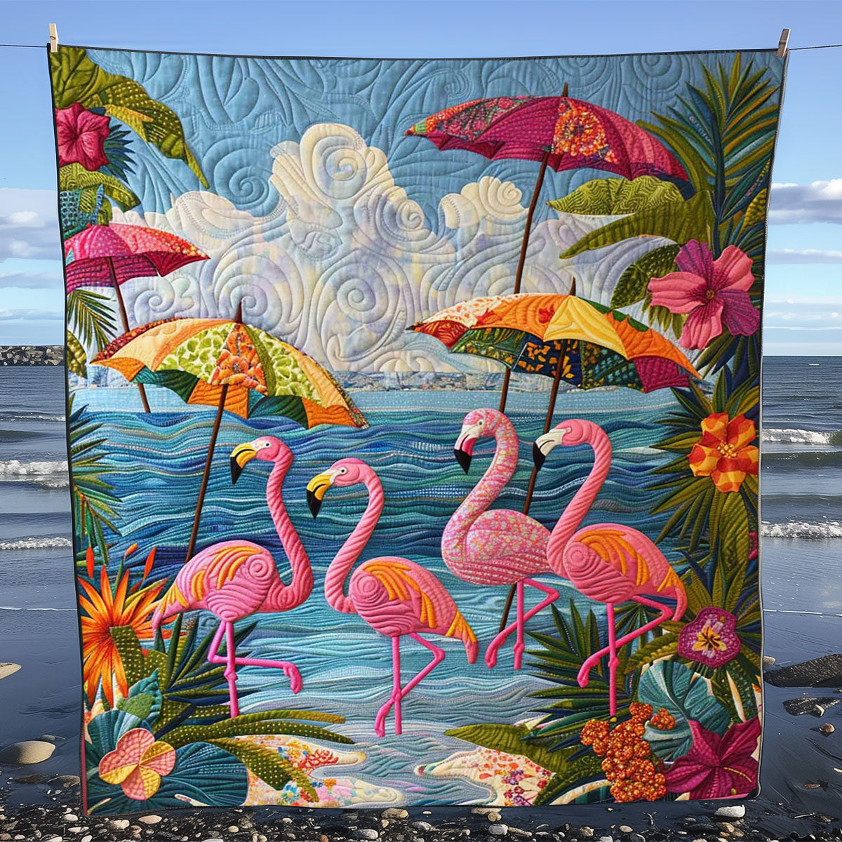 Summer Beach Flamingo WJ1008035CL Quilt