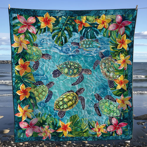 Tropical Turtles And Plumeria WJ1008036CL Quilt