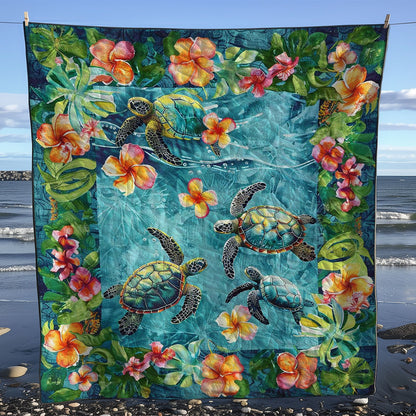 Tropical Turtles And Plumeria WJ1308021CL Quilt