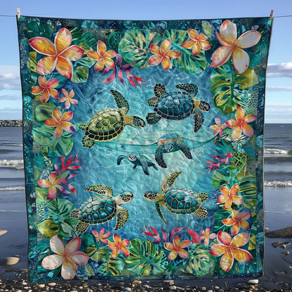 Tropical Turtles And Plumeria WJ1508021CL Quilt