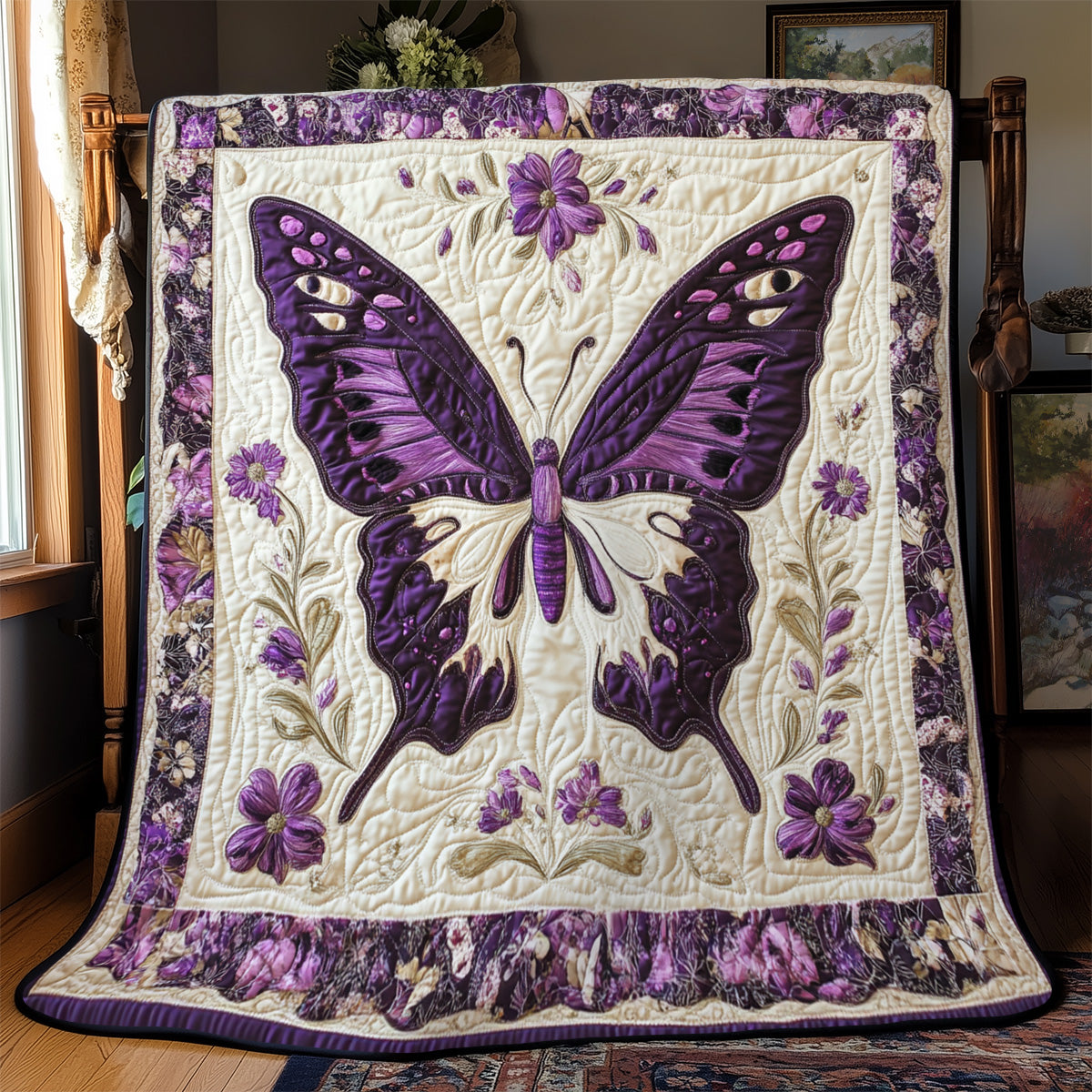 Violet Butterfly Symphony YR0301046CL Quilt