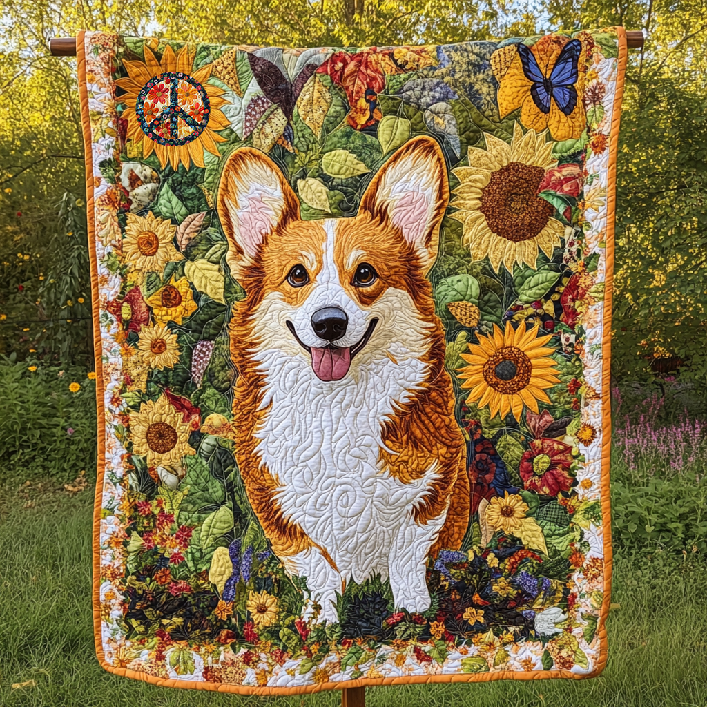 Corgi Garden Joy WN0310022CL Quilt